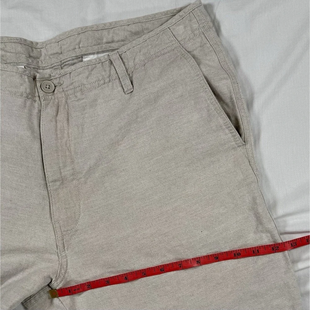 Nautica Men's 34x32 Beige Linen Cotton Pants Flat Front Chinos‎